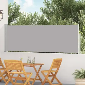 Lahtitõmmatav terrassi külgsein privaatsuseks, hall, 100 x 500 cm