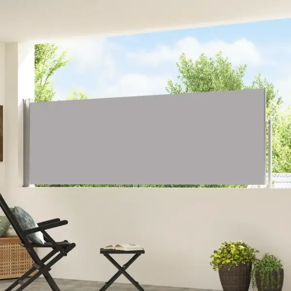 Lahtitõmmatav terrassi külgsein privaatsuseks, hall, 100 x 500 cm – 3