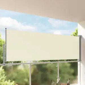Lahtitõmmatav terrassi külgsein privaatsuseks, kreemjas, 120 x 300 cm