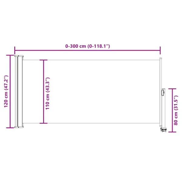 Lahtitõmmatav terrassi külgsein privaatsuseks, kreemjas, 120 x 300 cm – 12