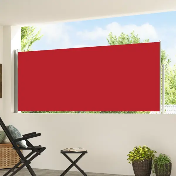 Lahtitõmmatav terrassi külgsein, UV- ja vettpidav, punane, 120 x 500 cm – 3