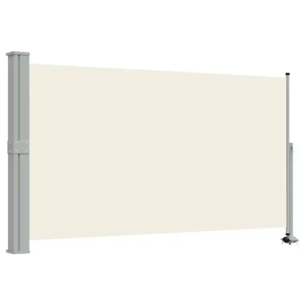 Lahtitõmmatav terrassi ja rõdu külgsein, 140 x 300 cm, kreemjas, PU-kattega polüester, hall rauast alus – 2