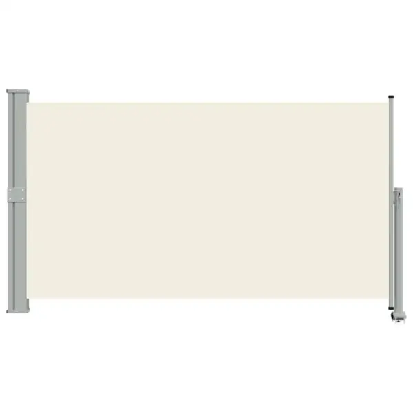 Lahtitõmmatav terrassi ja rõdu külgsein, 140 x 300 cm, kreemjas, PU-kattega polüester, hall rauast alus – 4