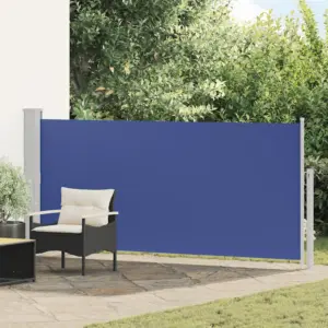 Lahtitõmmatav terrassi külgsein tuule- ja päikesekaitseks, sinine, 140 x 300 cm
