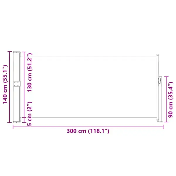 Lahtitõmmatav terrassi külgsein tuule- ja päikesekaitseks, sinine, 140 x 300 cm – 12
