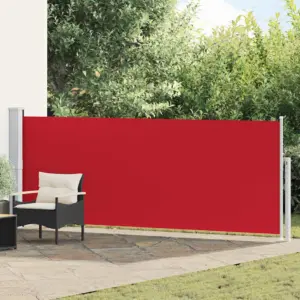 Lahtitõmmatav terrassi külgsein, punane, UV- ja vettpidav, 140 x 0–500 cm