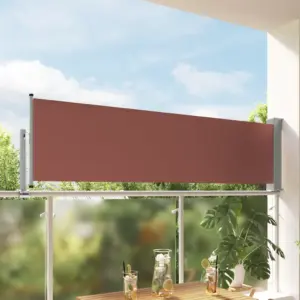 Lahtitõmmatav terrassi külgsein privaatsuseks, pruun/hall, 80 x 0–300 cm
