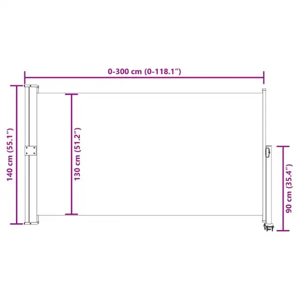 Lahtitõmmatav terrassi ja rõdu külgsein, hall, 140 x 300 cm – 11