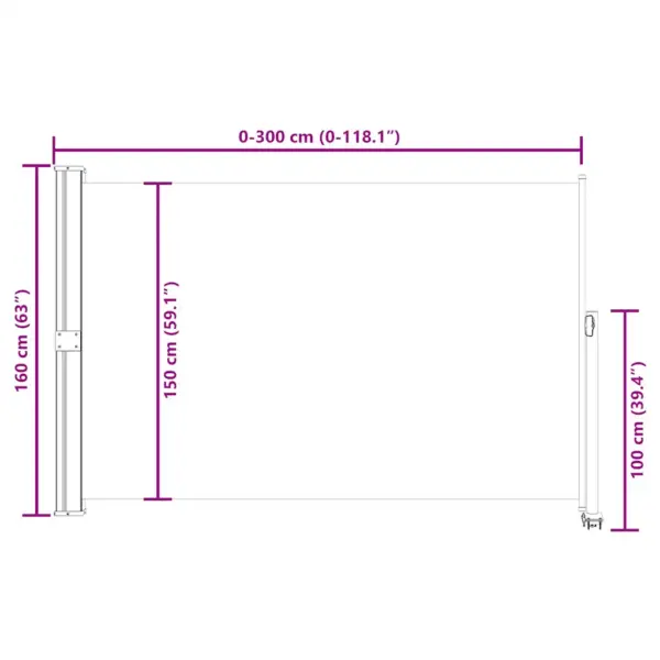 Lahtitõmmatav terrassi külgsein privaatsuseks, hall, 160 x 300 cm – 12