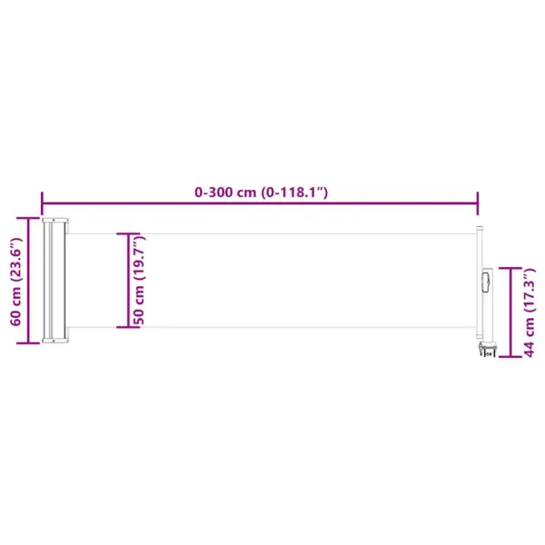 Lahtitõmmatav terrassi külgsein privaatsuseks, hall, 60 x 300 cm – 12