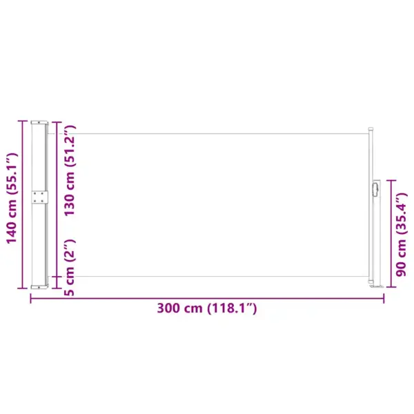 Lahtitõmmatav terrassi külgsein privaatsuseks, kreemjas, 300 x 140 cm – 13