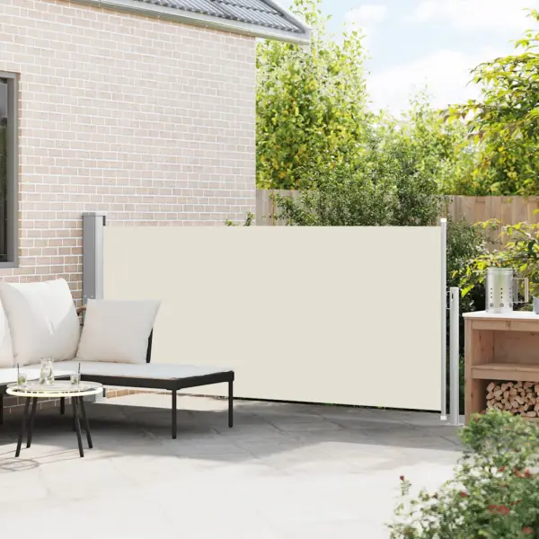 Lahtitõmmatav terrassi külgsein privaatsuseks, kreemjas, 300 x 140 cm – 3