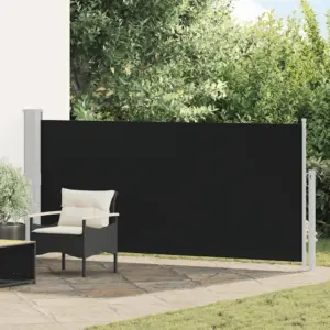 Lahtitõmmatav terrassi külgsein tuule- ja päikesekaitseks, must, 140 x 300 cm