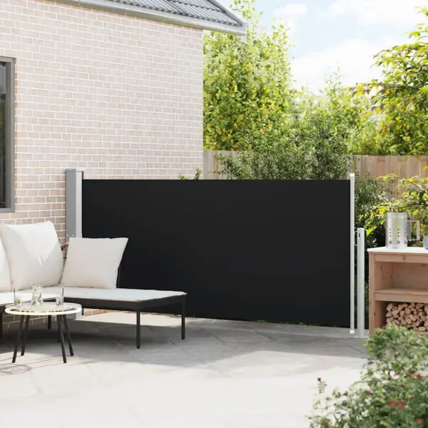 Lahtitõmmatav terrassi külgsein tuule- ja päikesekaitseks, must, 140 x 300 cm - 3