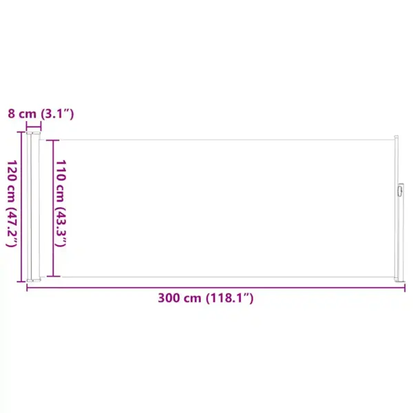 Lahtitõmmatav terrassi külgsein privaatsuse ja tuulekaitseks, pruun, 300 x 120 cm - 13
