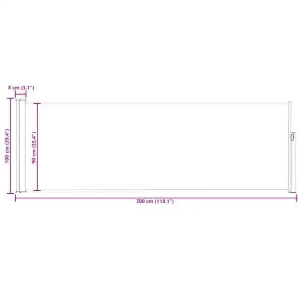 Lahtitõmmatav terrassi külgsirm privaatsuseks, kreemjas, 100 x 300 cm – 12