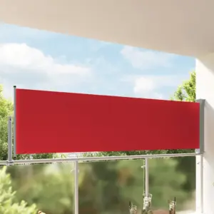 Lahtitõmmatav terrassi külgsirm, 100 x 300 cm, punane sirm halli alusega