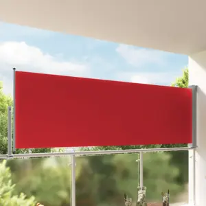 Lahtitõmmatav terrassi ja rõdu külgsirm, punane, 120 x 0–300 cm