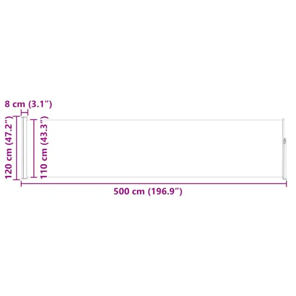 Lahtitõmmatav terrassi külgsirm, UV-kindel ja vettpidav, sinine, 120 x 500 cm – 12