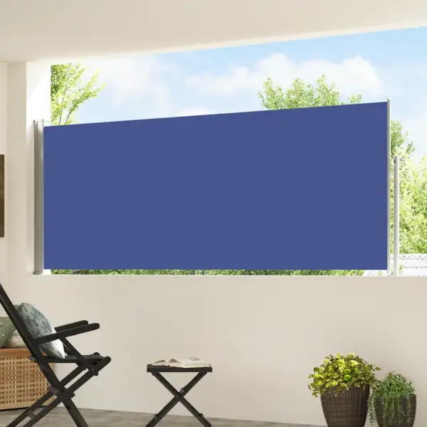 Lahtitõmmatav terrassi külgsirm, UV-kindel ja vettpidav, sinine, 120 x 500 cm – 3