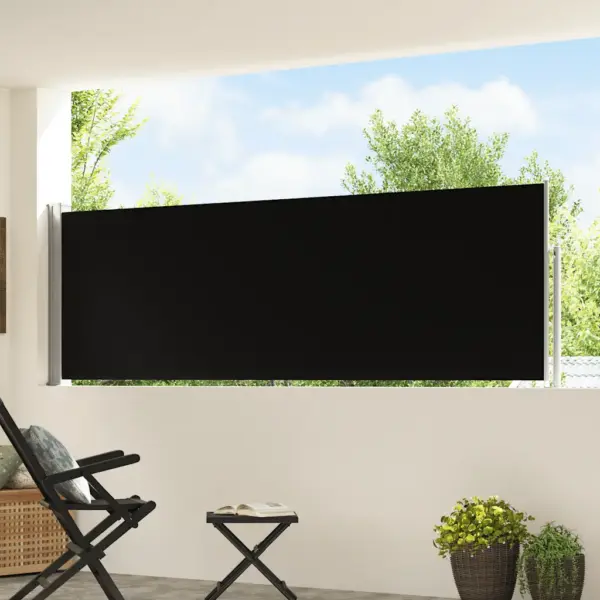Lahtitõmmatav terrassi külgsirm privaatsuseks, must, 100 x 500 cm - 3