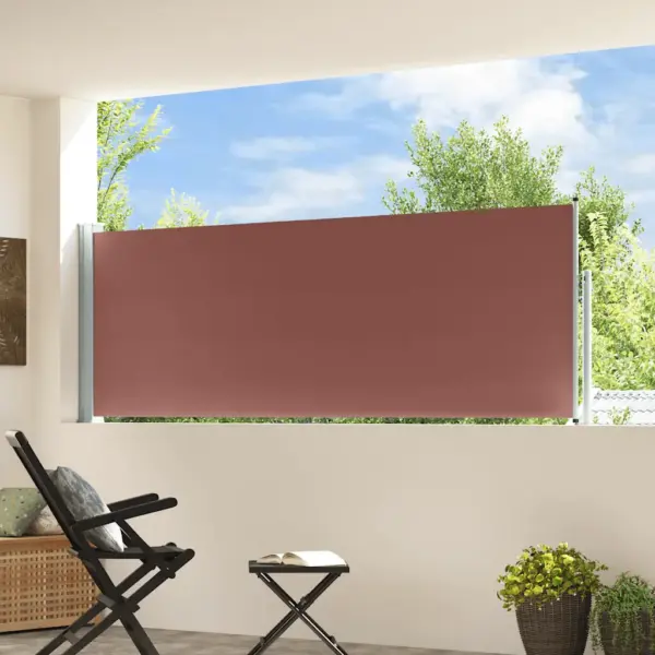 Lahtitõmmatav terrassi külgsirm, pruun, hall alus, 100 x 300 cm - 3
