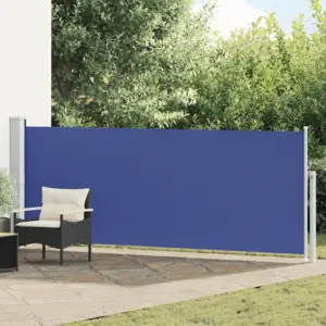 Lahtitõmmatav terrassi privaatsussein, sinine, 140 x 0–500 cm, UV-kindel ja vettpidav