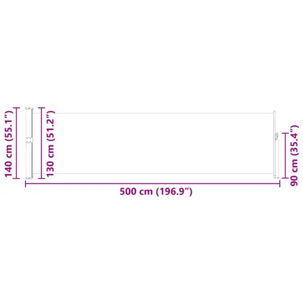 Lahtitõmmatav terrassi privaatsussein, sinine, 140 x 0–500 cm, UV-kindel ja vettpidav – 11