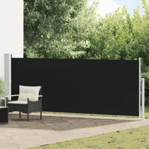 Lahtitõmmatav terrassi privaatsussein, 140 x 500 cm, must