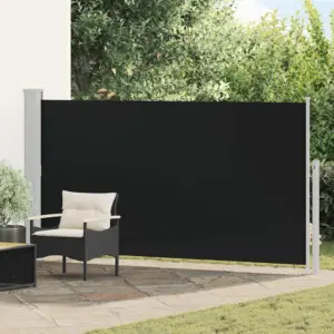 Lahtitõmmatav terrassi privaatsussein, UV-kindel, must, 170 x 0–300 cm