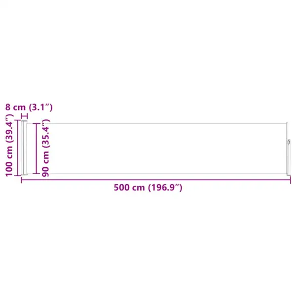 Lahtitõmmatav terrassi privaatsussirm, pruun, UV- ja veekindel, 100 x 0–500 cm – 12