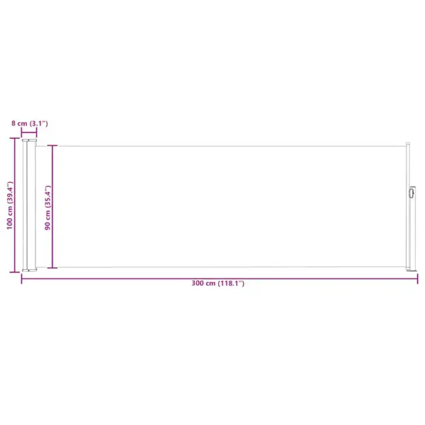 Lahtitõmmatav terrassi ja rõdu külgsirm, 100 x 300 cm, punane – 11