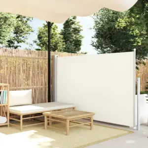 Lahtitõmmatav terrassisirm privaatsuseks, UV- ja vettpidav, 140 x 500 cm, kreemjasvalge