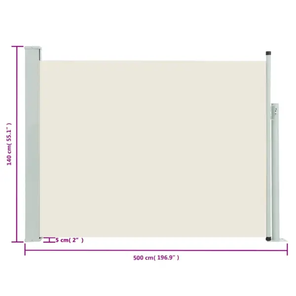 Lahtitõmmatav terrassisirm privaatsuseks, UV- ja vettpidav, 140 x 500 cm, kreemjasvalge – 4