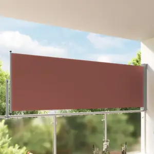 Lahtitõmmatav terrassi külgsein, pruun sirm halli alusega, 120 x 300 cm