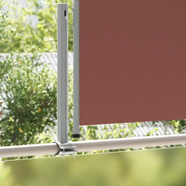 Lahtitõmmatav terrassi külgsein, pruun sirm halli alusega, 120 x 300 cm – 3