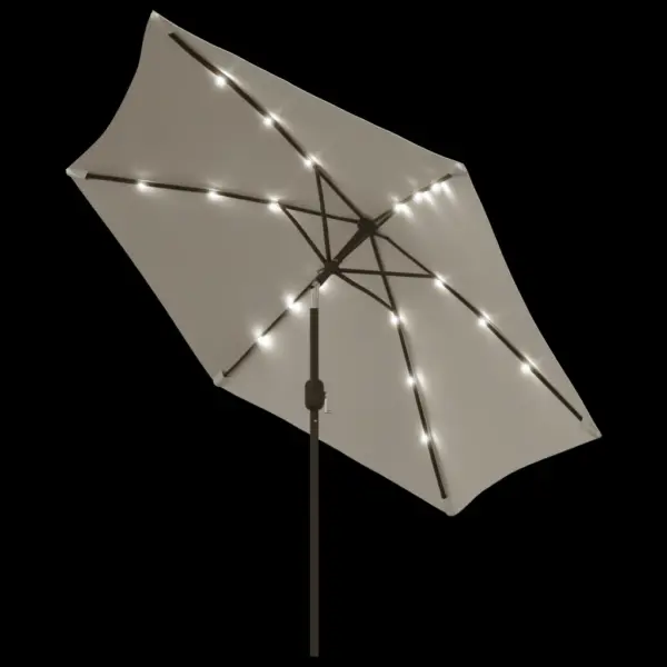 LED-valgustusega konsooldisainiga rippuv päikesevari, 3 m, liivavalge, polüester – 5