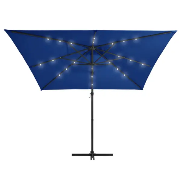 Konsooldisainiga LED päikesevari ristalusega, taevasinine, 250 x 250 cm – 3