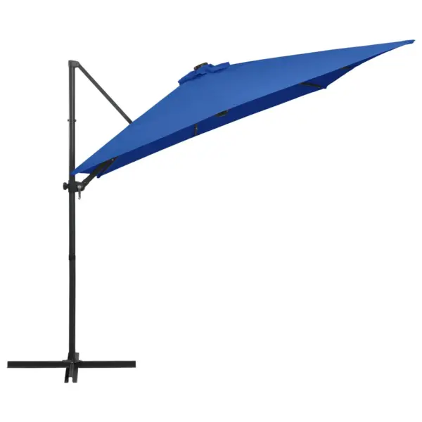 Konsooldisainiga LED päikesevari ristalusega, taevasinine, 250 x 250 cm – 4