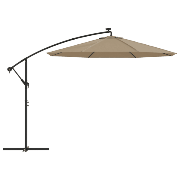LED-valgustusega konsoolpäikesevari teraspostiga, pruunikashall, 300 cm - 3