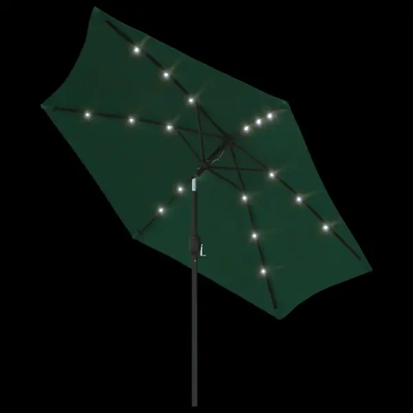 LED-tuledega päikesevari vändaga, 3 m, roheline, polüester, terasraam – 5