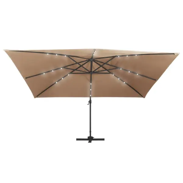 LED-tuledega külgpostiga päikesevari, pruunikashall, 400 x 300 cm, alumiiniumpostiga – 4