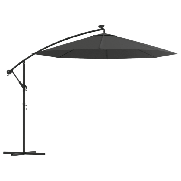 LED-valgustusega rippuv päikesevari ristaluse ja teraspostiga, antratsiithall, 300 cm – 2