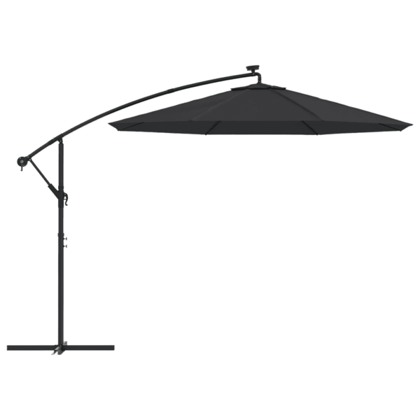 LED-valgustusega rippuv päikesevari ristalusel, must, 300 cm – 4