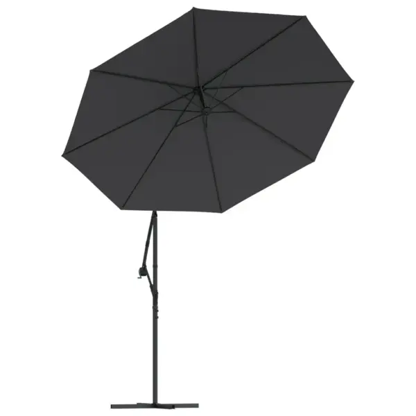 LED-valgustusega rippuv päikesevari ristalusel, must, 300 cm – 5