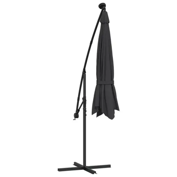LED-valgustusega rippuv päikesevari ristalusel, must, 300 cm – 8