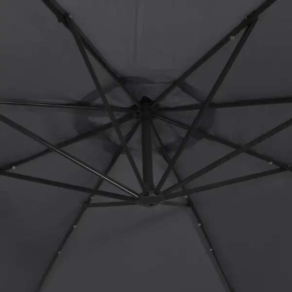 LED-valgustusega rippuv päikesevari ristalusel, must, 300 cm – 9