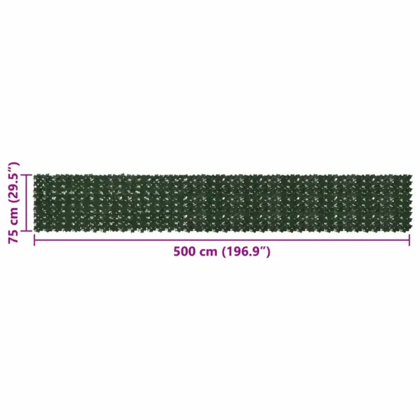 Lehemustriga privaatsusekraan rõdule ja aeda, tumeroheline, 500 x 75 cm – 5