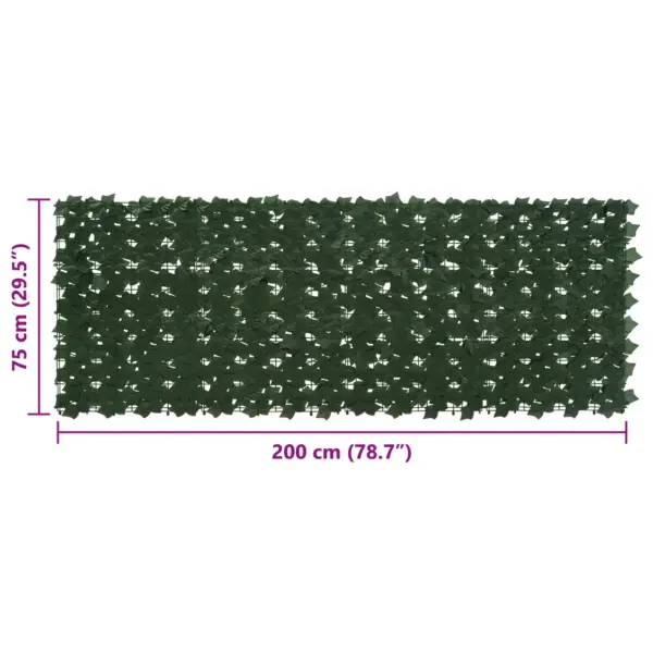 Lehtedega rõdu ja aia privaatsusekraan, tumeroheline, polüetüleenist ja kangast, 200 x 75 cm – 5