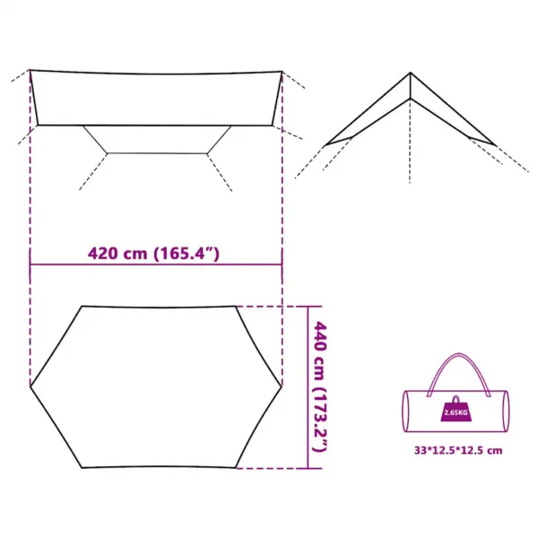 Matka tuulevari veekindlast Oxford kangast, sinine, 420 x 440 cm – 9